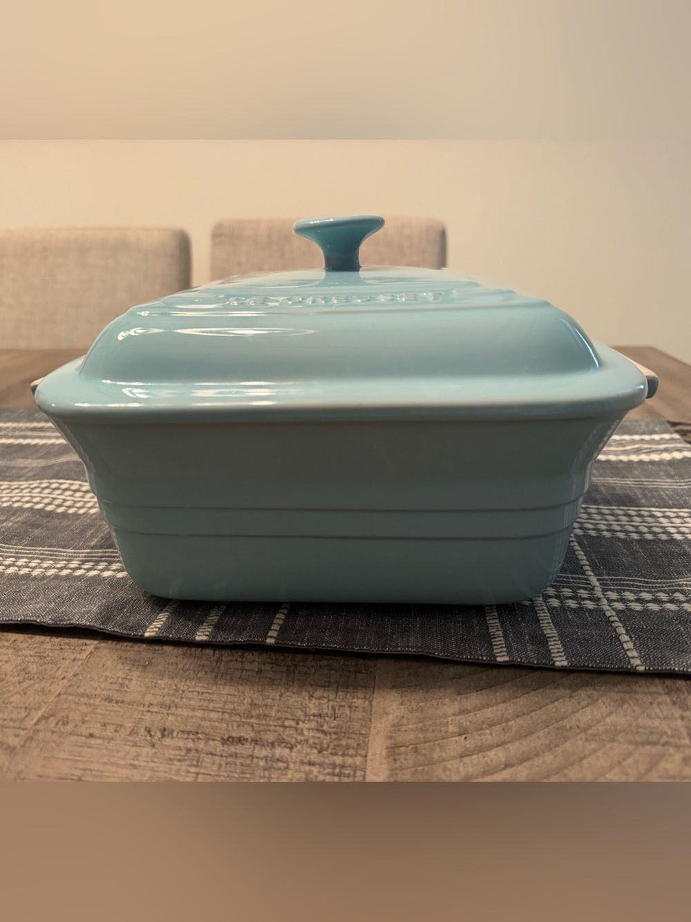 Le Creuset 3 Qt. Baker with lid. #17-26. Light blue.